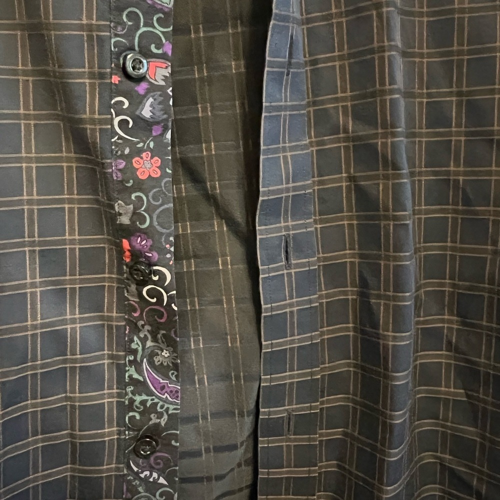Thomas Dean checked paisley trim Men's long Sleeved shirt - Picture 5 of 9